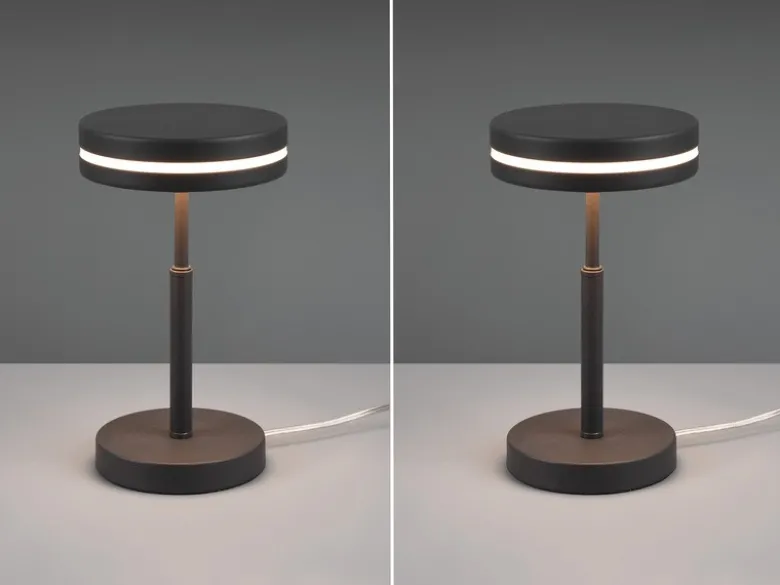 2-er Set kleine LED Tischleuchten rund, Anthrazit, Höhe 25cm