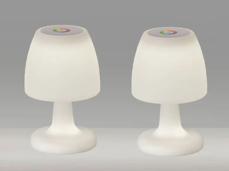 2er SET kleine Outdoor Akku Tischlampen 26cm ohne Kabel - dimmbar & RGB