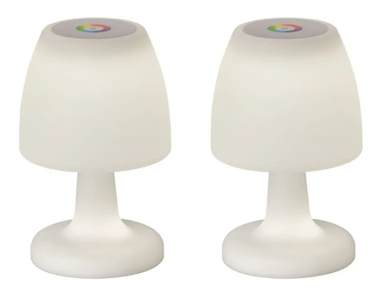 2er SET kleine Outdoor Akku Tischlampen 26cm ohne Kabel - dimmbar & RGB