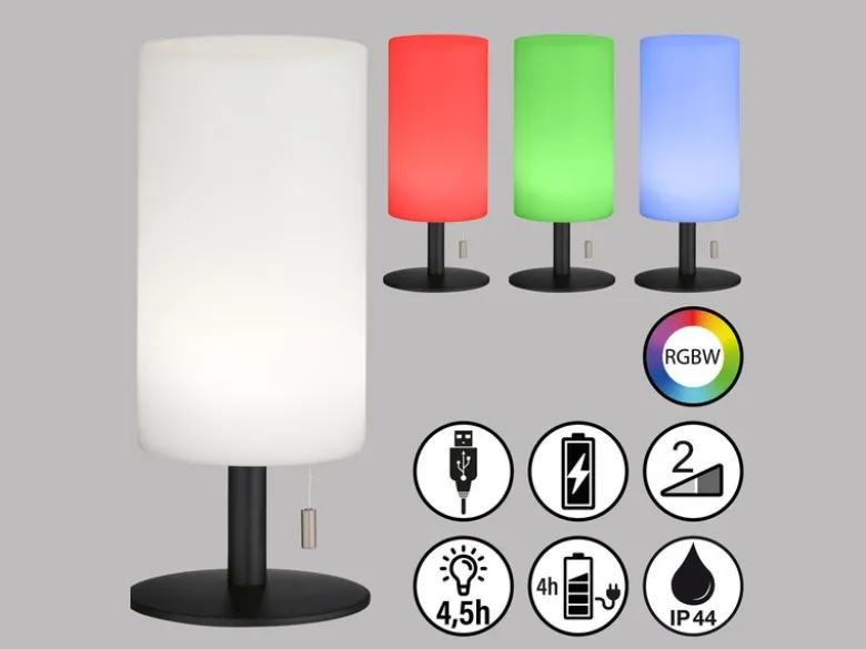 2er SET kleine Outdoor Akku Tischlampen 28cm ohne Kabel mit RGB Farbwechsel