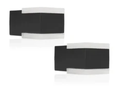 2er Set Kleine Up and Down LED Außenwandleuchten Aluminium Schwarz, 7,5x7cm
