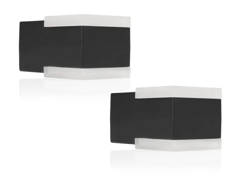2er Set Kleine Up and Down LED Außenwandleuchten Aluminium Schwarz, 7,5x7cm