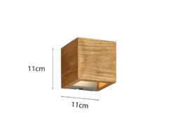 2er SET kleine Up and Down LED Innen Wandlampen aus Echtholz, Quadrat 11cm