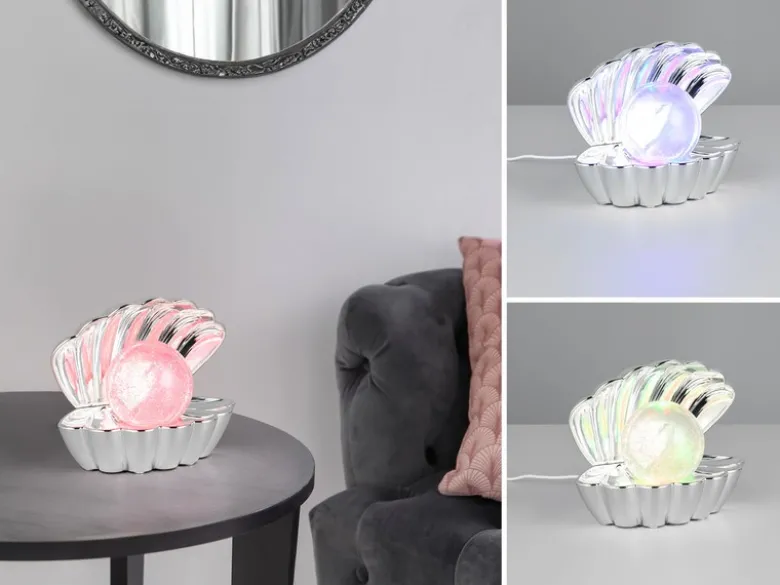2er SET kleine USB Muschel Tischlampen mit RGB Beleuchtung, Höhe 14cm