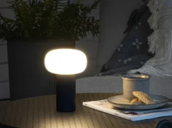 2er Set LED Akku Outdoor Tischleuchten mit RGB Farbwechsel, Schwarz Höhe 19cm