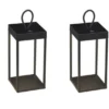 2er Set LED Akku Tischleuchten, Aluminium Schwarz, Höhe 30cm