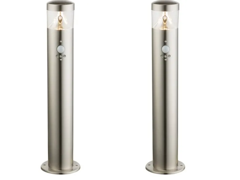2er Set LED Außenlampen mit Bewegungsmelder, Wegeleuchte Pollerleuchte Edelstahl