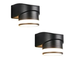 2er Set LED Außenwandleuchte Downlight in Schwarz, Höhe 10cm
