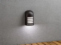2er-Set LED Außenwandleuchte mit Bewegungsmelder & Batterie, Schwarz H: 13cm