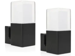 2er Set LED Außenwandleuchten aus Aluminium in Schwarz Up Light, Höhe 20cm