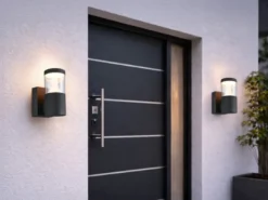 2er Set LED Außenwandleuchten Anthrazit zur Reihenschaltung geeignet, Höhe 24cm