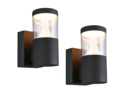 2er Set LED Außenwandleuchten Anthrazit zur Reihenschaltung geeignet, Höhe 24cm