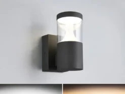 2er Set LED Außenwandleuchten Anthrazit zur Reihenschaltung geeignet, Höhe 24cm