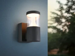 2er Set LED Außenwandleuchten Anthrazit zur Reihenschaltung geeignet, Höhe 24cm