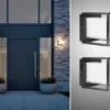2er Set LED Außenwandleuchten aus Aluminium in Schwarz, 17x15cm