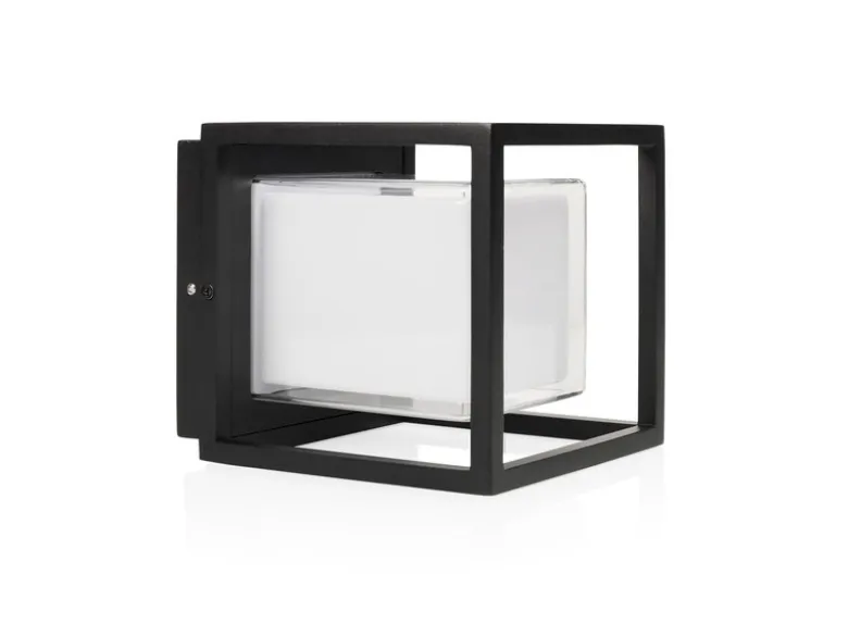 2er Set LED Außenwandleuchten aus Aluminium in Schwarz, 17x15cm