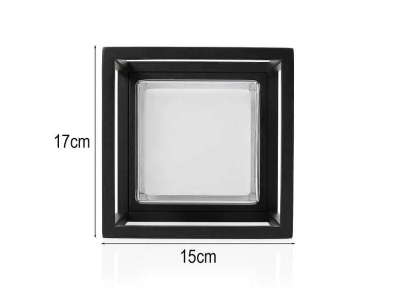 2er Set LED Außenwandleuchten aus Aluminium in Schwarz, 17x15cm