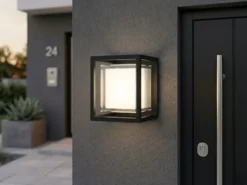 2er Set LED Außenwandleuchten aus Aluminium in Schwarz, 17x15cm