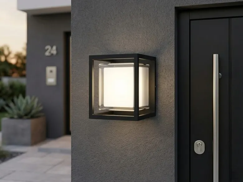 2er Set LED Außenwandleuchten aus Aluminium in Schwarz, 17x15cm
