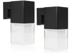 2er Set LED Außenwandleuchten aus Aluminium in Schwarz Downlight, Höhe 20cm