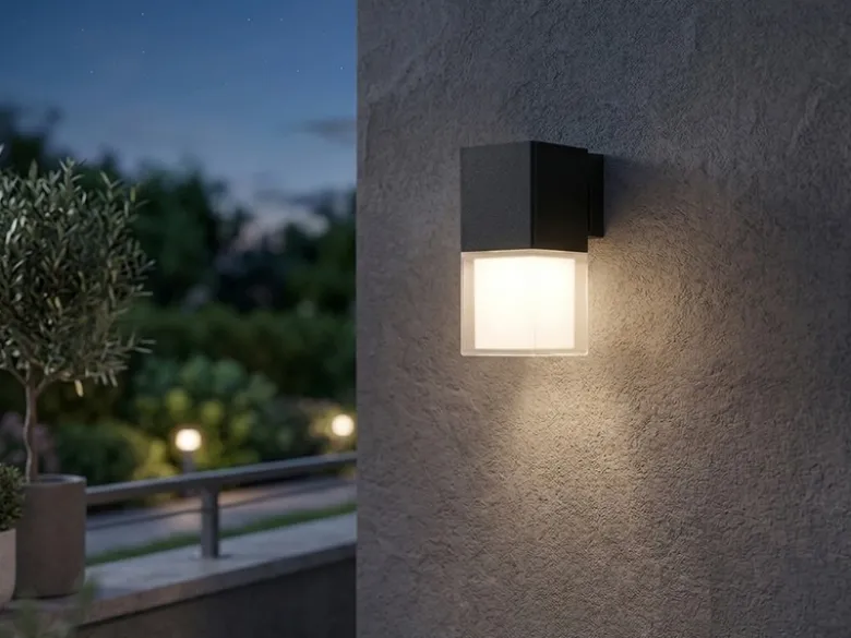 2er Set LED Außenwandleuchten aus Aluminium in Schwarz Downlight, Höhe 20cm
