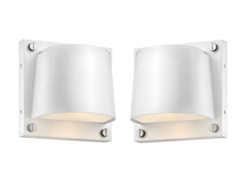 2er Set LED Außenwandleuchten Downlight Weiß, Höhe 16,5cm