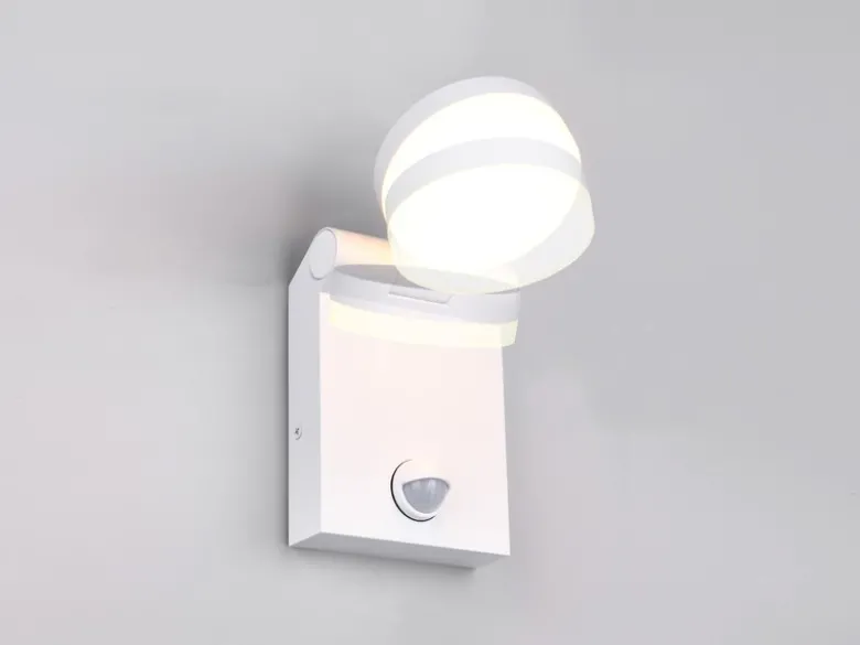 2er Set LED Außenwandleuchten Höhe 19cm, Weiß mit Bewegungsmelder