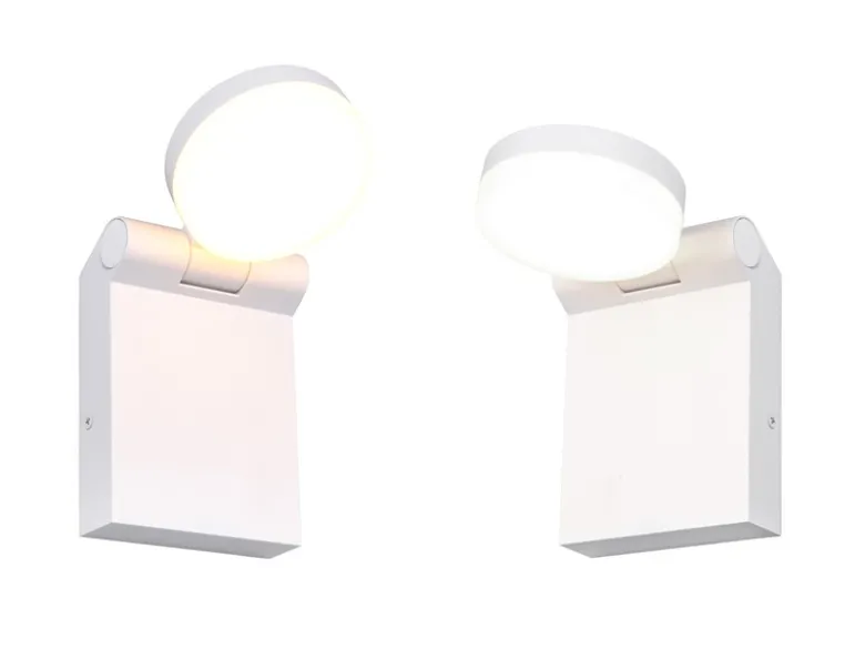 2er Set LED Außenwandleuchten Höhe 19cm Leuchtenkopf einstellbar, Weiß