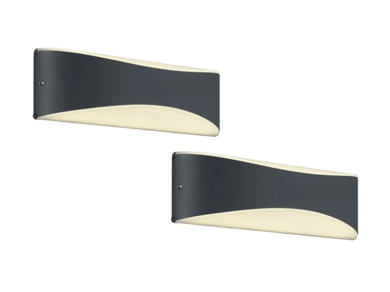 2er Set LED Außenwandleuchten in Anthrazit mit Up and Down Beleuchtung, IP65