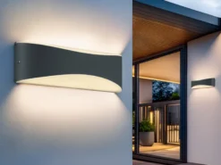 2er Set LED Außenwandleuchten in Anthrazit mit Up and Down Beleuchtung, IP65