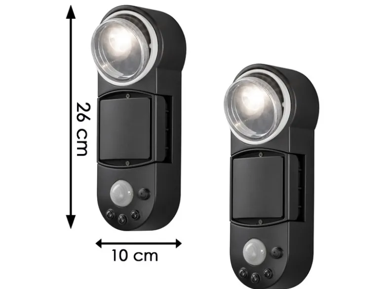 2er-Set LED Außenwandleuchten mit Bewegungsmelder & Batterie, Schwarz H: 26cm