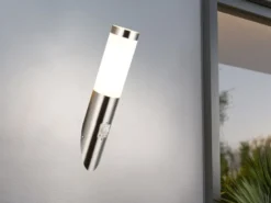 2er Set LED Außenwandleuchten mit Bewegungsmelder Silber, Höhe 39cm
