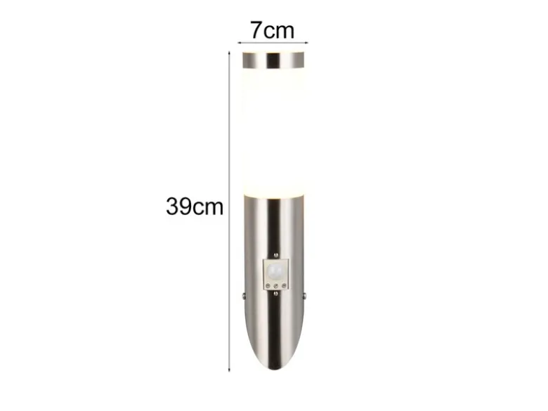 2er Set LED Außenwandleuchten mit Bewegungsmelder Silber, Höhe 39cm