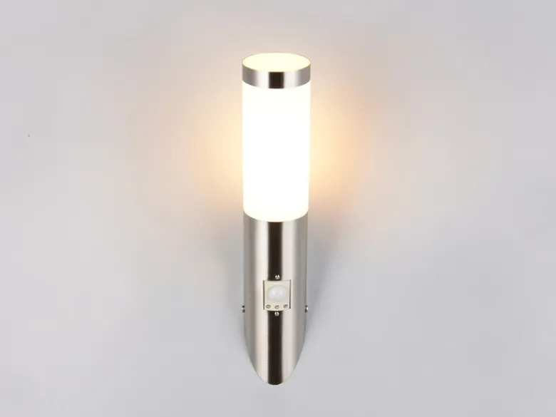 2er Set LED Außenwandleuchten mit Bewegungsmelder Silber, Höhe 39cm