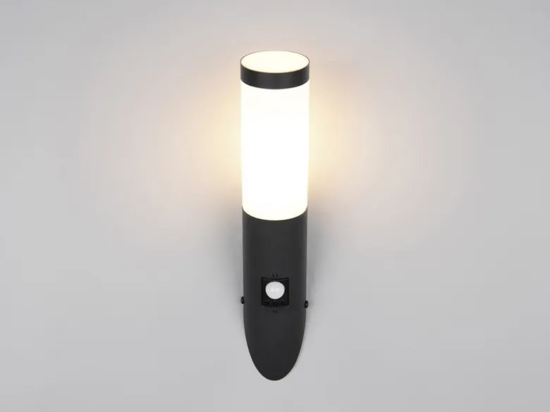 2er Set LED Außenwandleuchten mit Bewegungsmelder Schwarz, Höhe 39cm