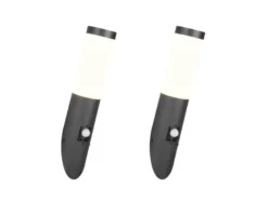 2er Set LED Außenwandleuchten mit Bewegungsmelder Schwarz, Höhe 39cm