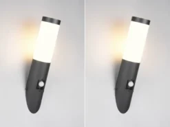 2er Set LED Außenwandleuchten mit Bewegungsmelder Schwarz, Höhe 39cm