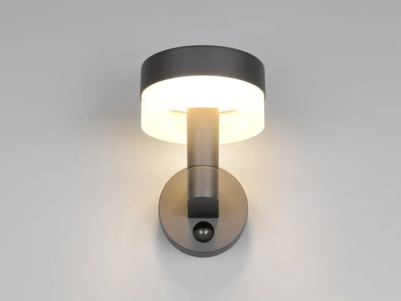 2er Set LED Außenwandleuchten mit Bewegungsmelder in Anthrazit, Höhe 22cm