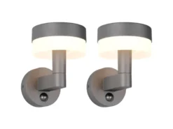2er Set LED Außenwandleuchten mit Bewegungsmelder in Anthrazit, Höhe 22cm