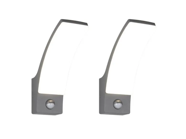 2er Set LED Außenwandleuchten mit Bewegungsmelder in Anthrazit, Höhe 22,5cm
