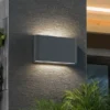 2er SET LED Außenwandleuchten Up and Down Light Anthrazit, Breite 17,5cm