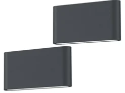 2er SET LED Außenwandleuchten Up and Down Light Anthrazit, Breite 17,5cm