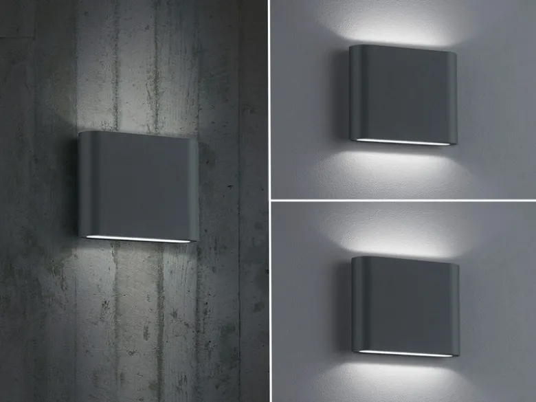2er SET LED Außenwandleuchten Up and Down Light Anthrazit, Breite 11,5cm