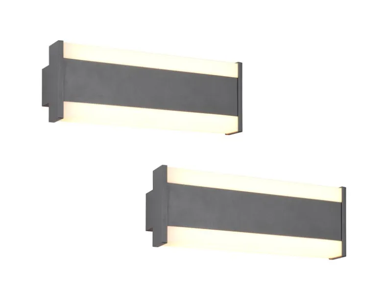 2er-Set LED Außenwandleuchten Up and Down Lichteffekt, Anthrazit Breite 30cm