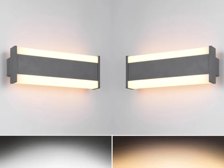 2er-Set LED Außenwandleuchten Up and Down Lichteffekt, Anthrazit Breite 30cm