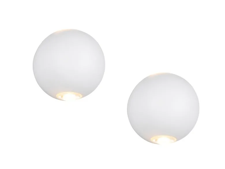 2er Set LED Außenwandleuchten Up and Down, Kugel in Weiß Ø 10cm