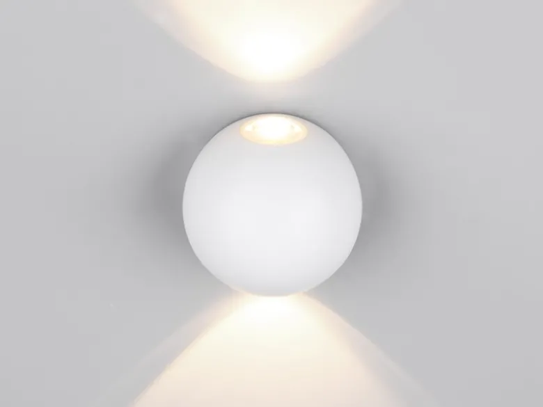 2er Set LED Außenwandleuchten Up and Down, Kugel in Weiß Ø 10cm