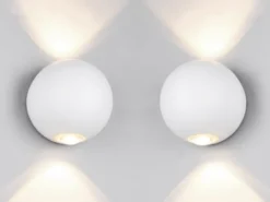 2er Set LED Außenwandleuchten Up and Down, Kugel in Weiß Ø 10cm