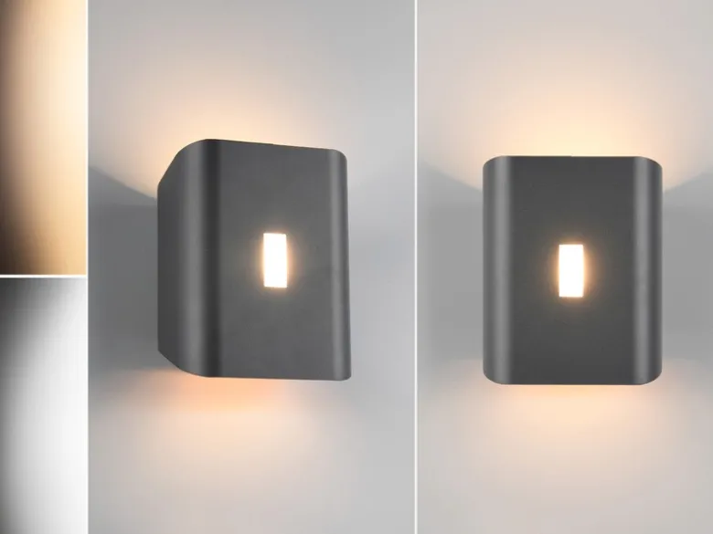 2er Set LED Außenwandleuchten Up and Down & Lichtfarbe einstellbar, H 20cm