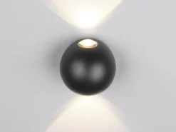 2er Set LED Außenwandleuchten Up and Down, Kugel in Schwarz Ø 10cm